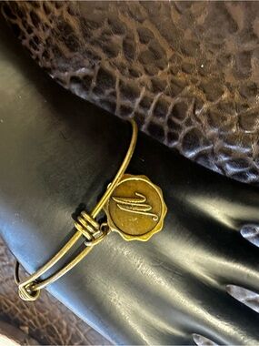 Bella Ryann Bracelet Brass tone Metal Bangle Initial "M” Charm Adjustable